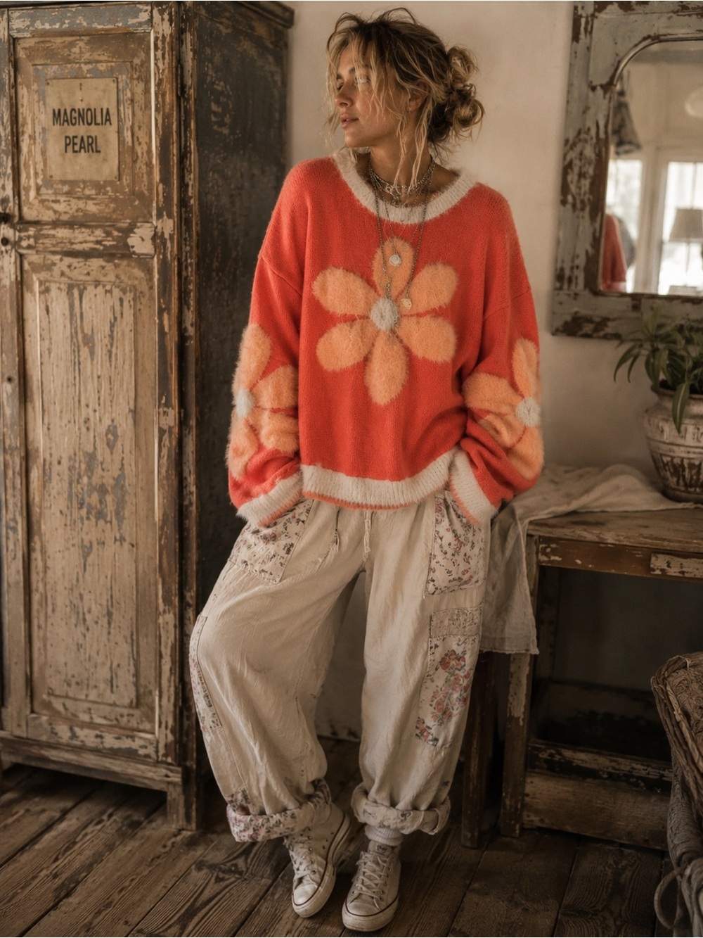 253🌟 Easel Cozy Floral Sweater | Medium